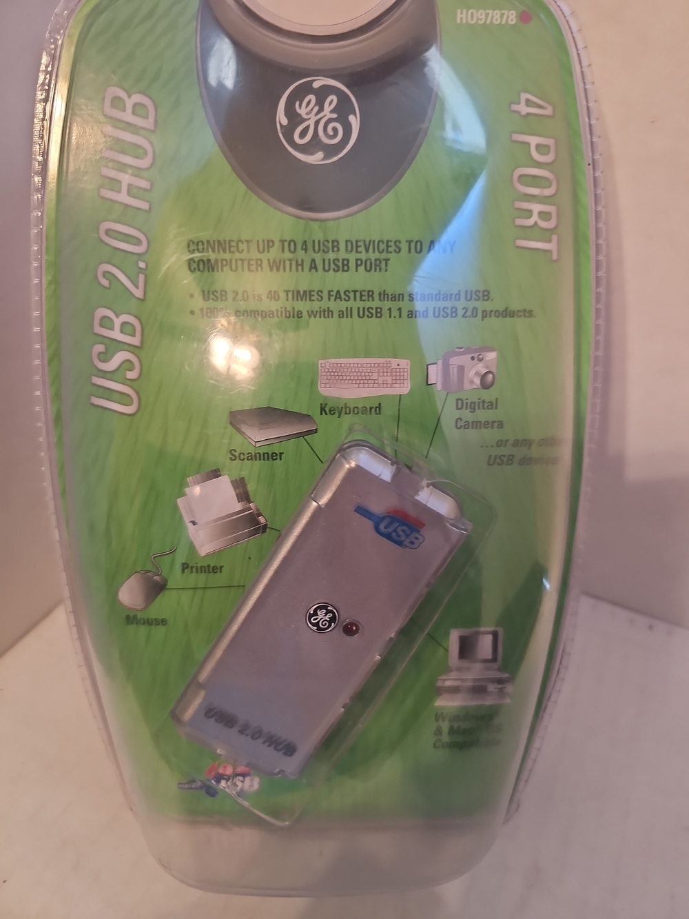 GE USB 2.0 4-Port Hub - Silver